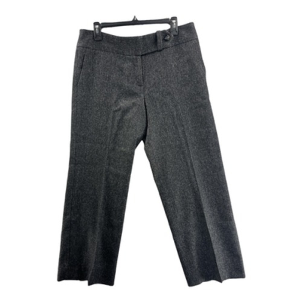 Talbots Dress Pants Women 12P Grey Herringbone Wool Blend Wide Leg Excellent